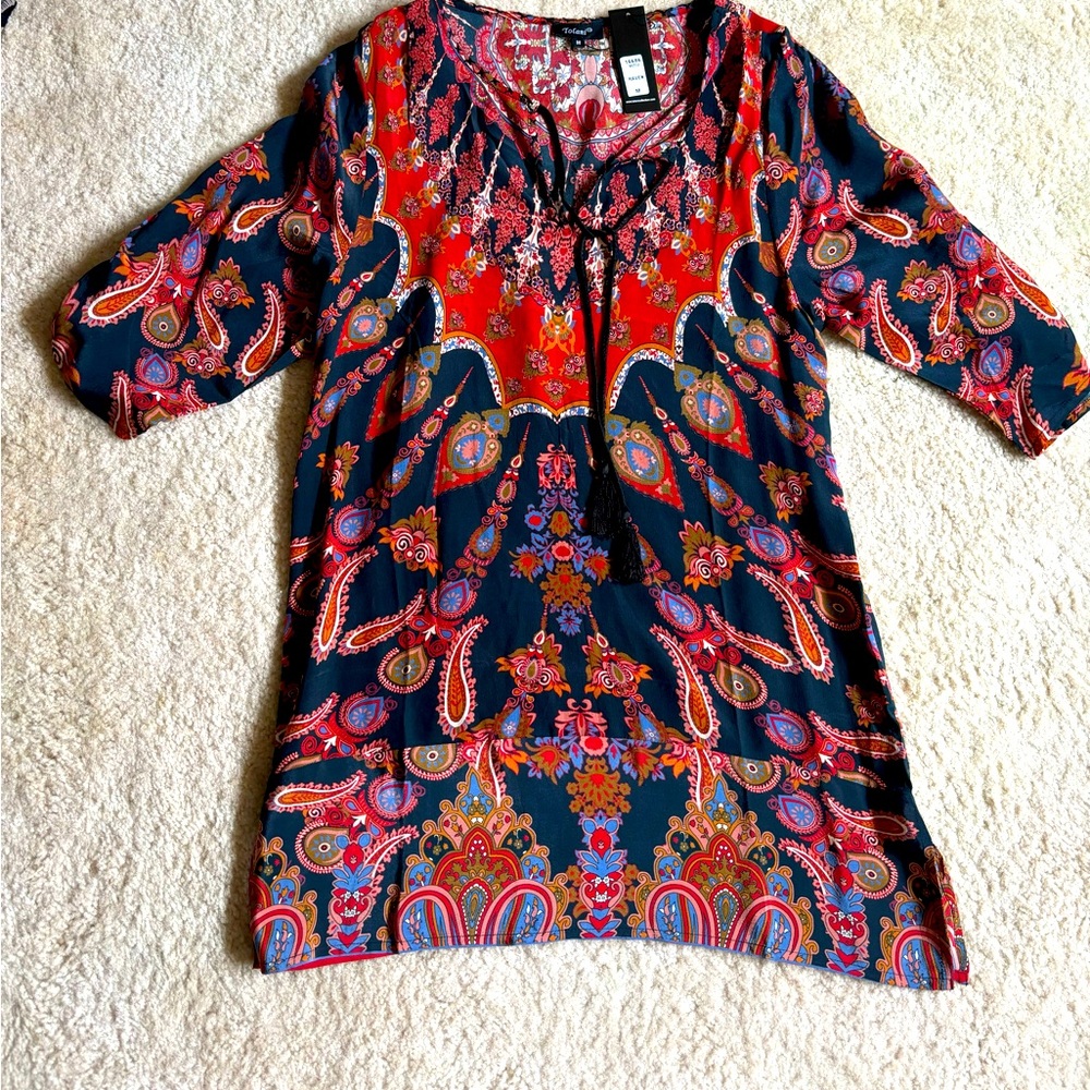 Tolani Silk Medium Shift Tunic Dress.
